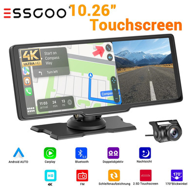 Kabelloses Apple CarPlay Android Auto 10,26'' tragbarer Touchscreen Autoradio DVR