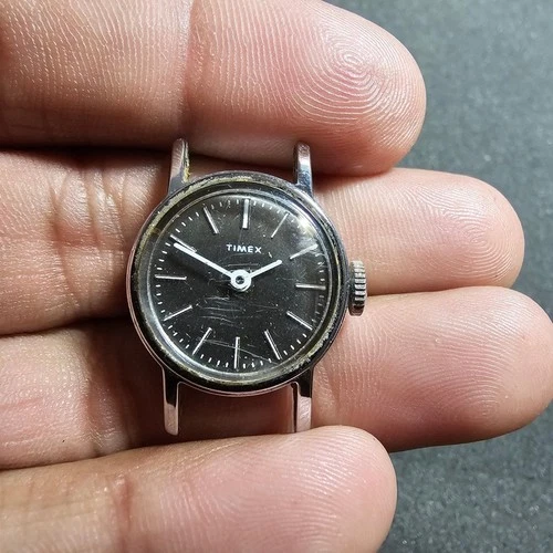 Vintage Timex Mechanical Wind Up Watch Silver Tone Not Working For Parts Repair