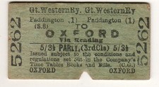Railway ticket GWR Parl'y Paddington (1) - Oxford 1902
