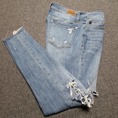 Judy Blue Jeans Womens 7/28 Blue Skinny Fit Pants Distressed Destroyed Denim 