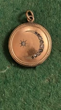 Victorian Gold Filled Half Crescent Moon Paste Locket