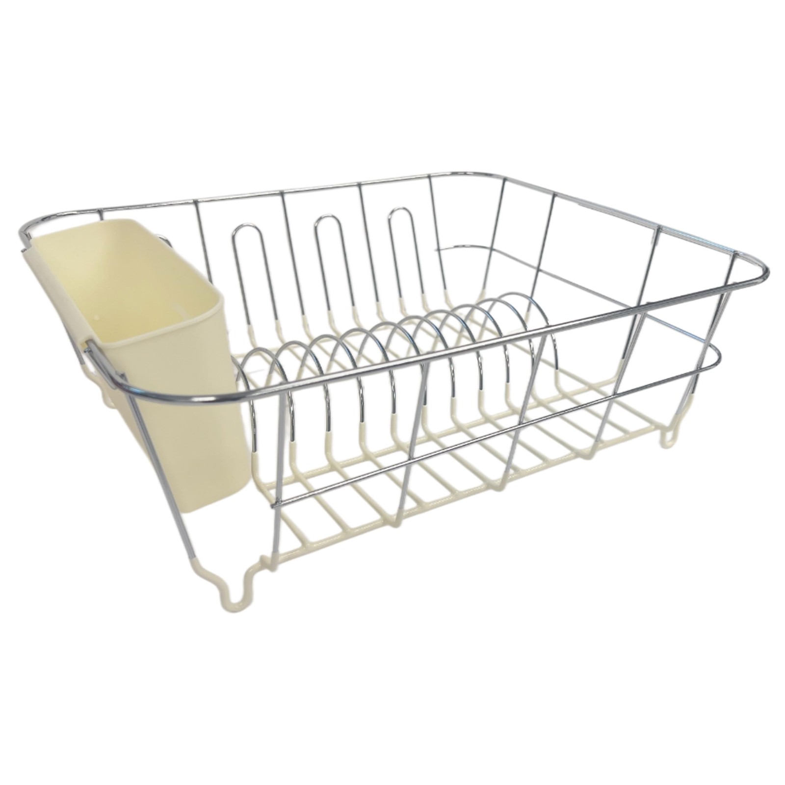 Dish Drying Rack & Cutlery Holder 2 Piece Set - Compact Sink-Fitting - Ivory