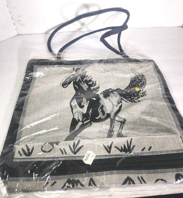 Tote Western design w/ horses. Fabric With Zipper  New still in plastic