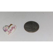 Shelby Heart Shaped Kiln Fired Porcelain Metal Bail Pendant  Flower graphic