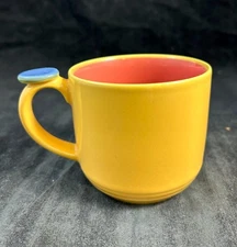 Lindt Stymeist Colorways Mug Yellow Body Salmon Red Pink Inside and Blue Accent