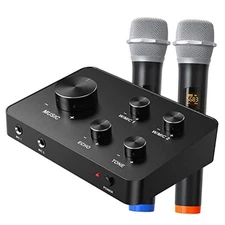 Rybozen Wireless Microphone Karaoke Mixer System, Dual Handheld Wireless 