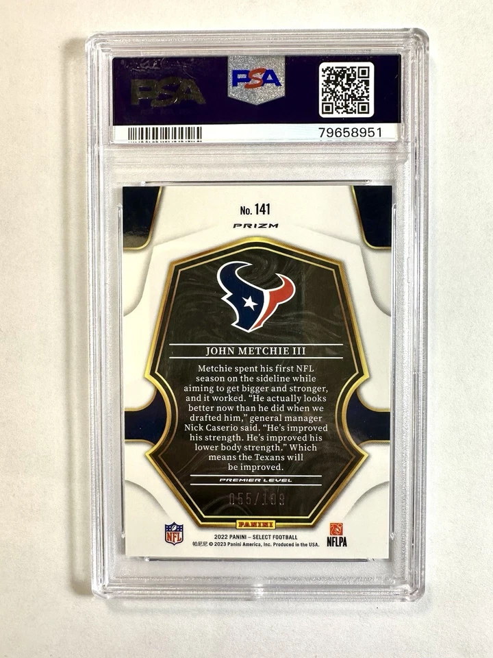 2022 Select #141 John Metchie III Tri-Color Prizm Rookie Texans RC /199 PSA 10 - Image 3 of 4