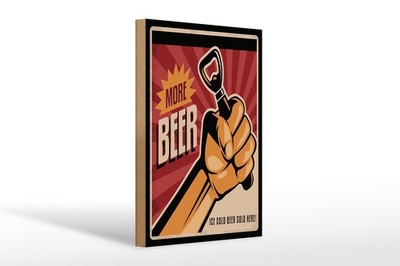Holzschild Reklame 20x30 cm More Beer ice cold sold here Deko Schild