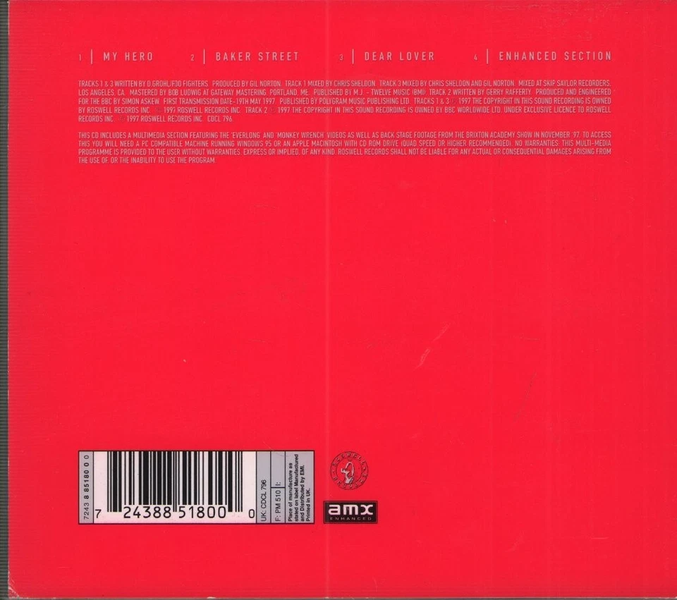 FOO FIGHTERS My Hero CD 3-Track Enhanced CD Mit Videoinhalt Im Digipak (CDCL) - Bild 2 von 2