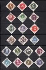 1961-64 Used Olympic Games Tokyo, 5+5 yens 20 diff. Stamps.