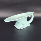 Vtg Haeger Pottery Art Deco Cornucopia Vase Matte Turquoise 12.25"L READ