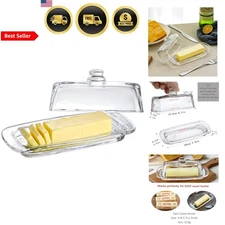 Glass Butter Dish With Lid 8 Inch Modern Art Cover Container for Kitchen