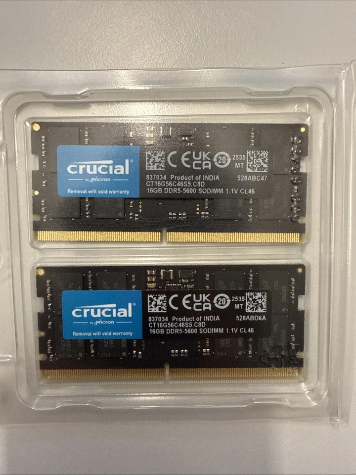 Crucial - 32GB Kit (2x16GB) DDR5 5600MHz SODIMM Laptop Memory - Black - Image 2 of 2