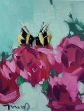 Jose Trujillo Fine Art PRINT 16x20" Collectible Artist Pink Roses Bees