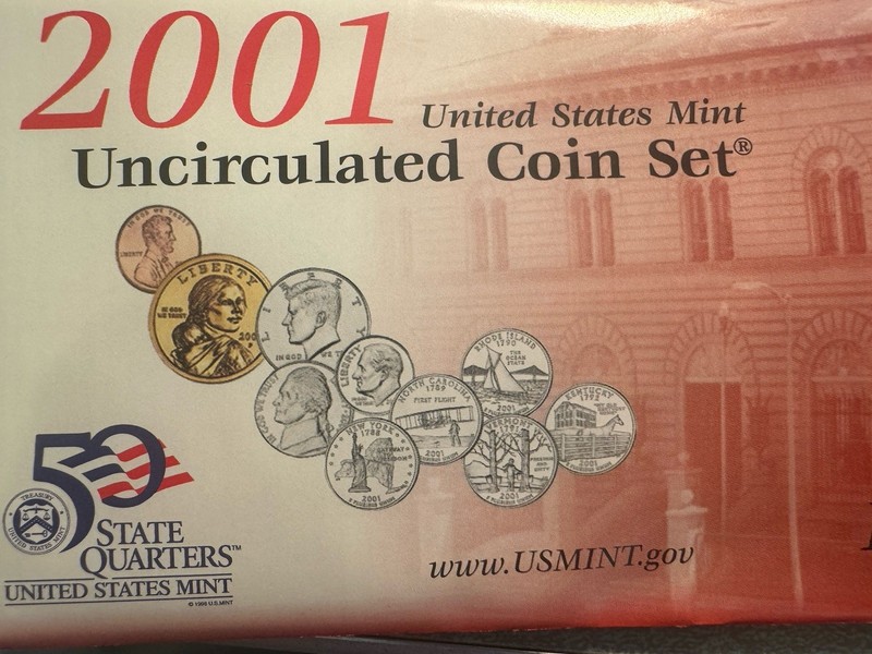 2001 Uncirculated Coin Set U.S Mint Original Government Packaging OGP (3)