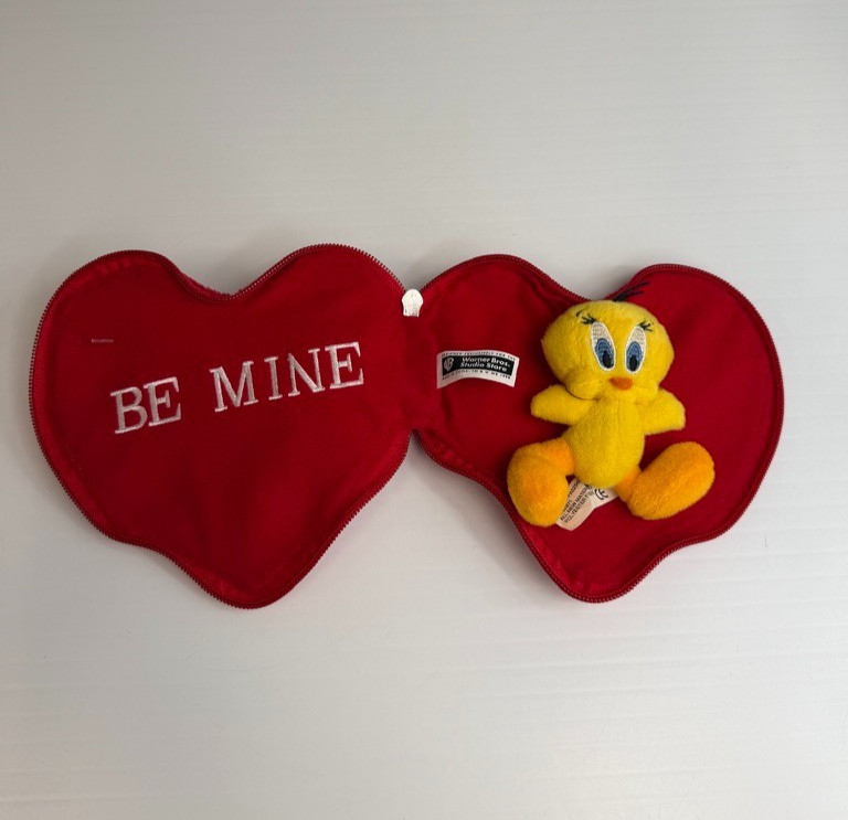 Vintage Tweety Bird Case Heart Zip I Wuv You Looney Tunes Collect Work Party Ex