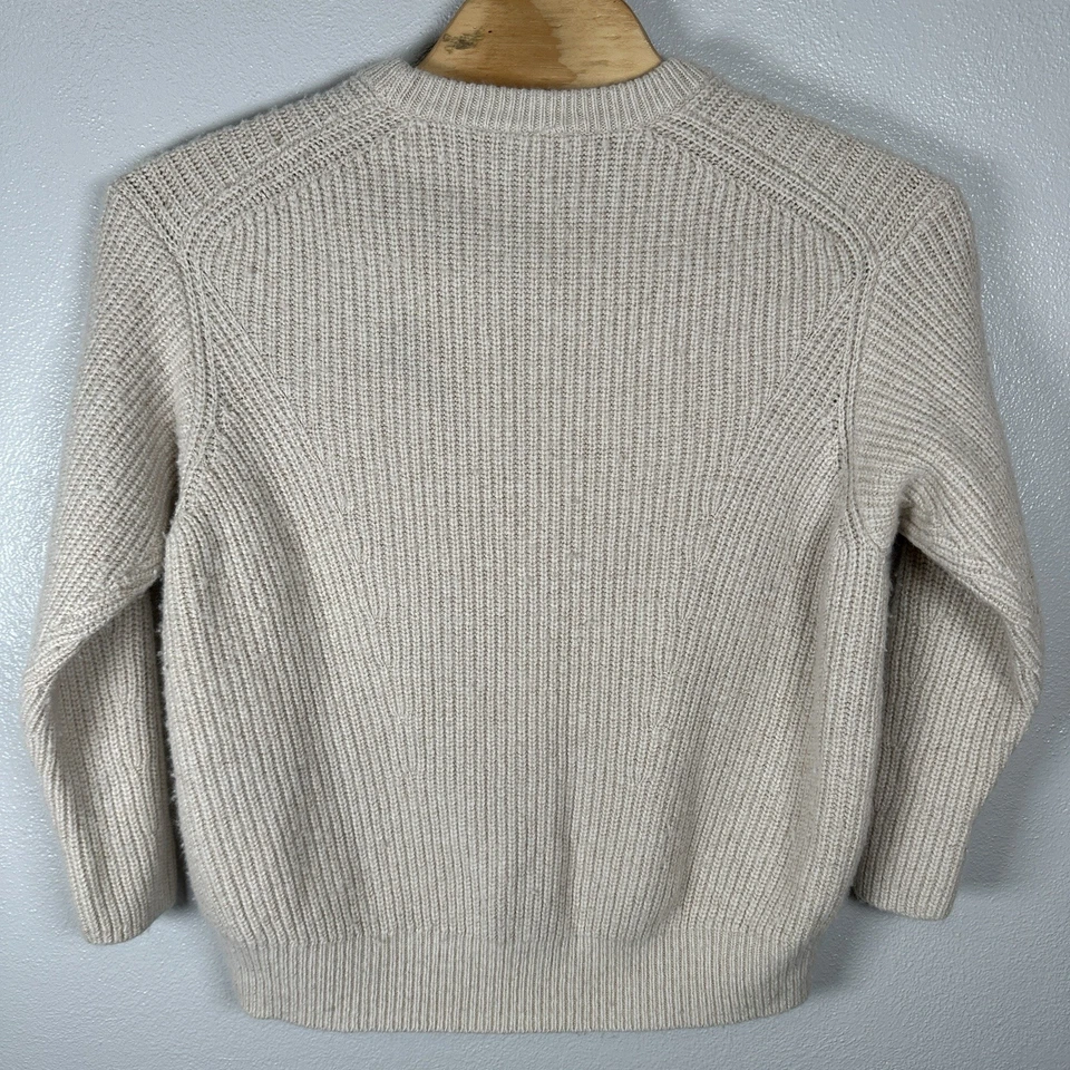 Suéter Athleta Mujer Talla XL Coco Crema Bronceado Cascadas Crew Mezcla de Lana Acanalado Foto 4 de 4