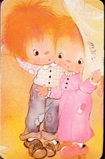 c.1970's Blank Back Swap Card ~Boy and Girl, Courting Couple # 12