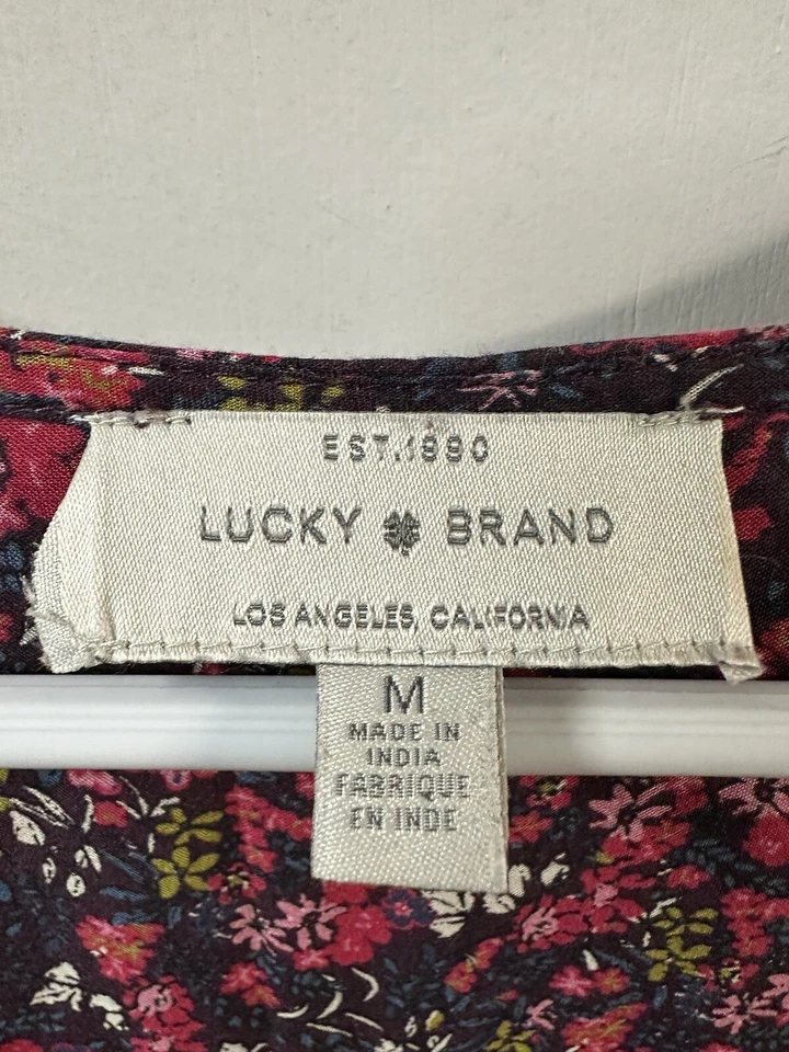 Lucky Brand Women's Dress Medium Boho Long Sleeve Lined Floral Button - Image 2 of 4