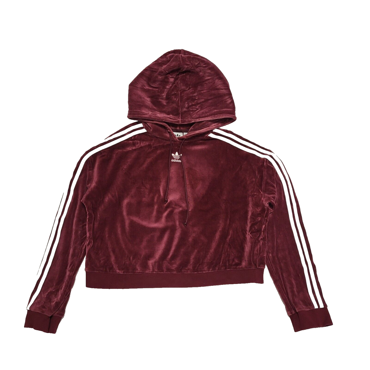 Adidas Burgundy Cropped Sports Zip Sweatshirt Hoodie Uk Women's Size S K684