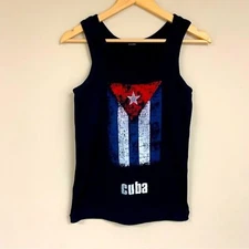 CUBA Flag Black Tank Top Women’s Cami Shirt Casual Unique Exercise Athletic
