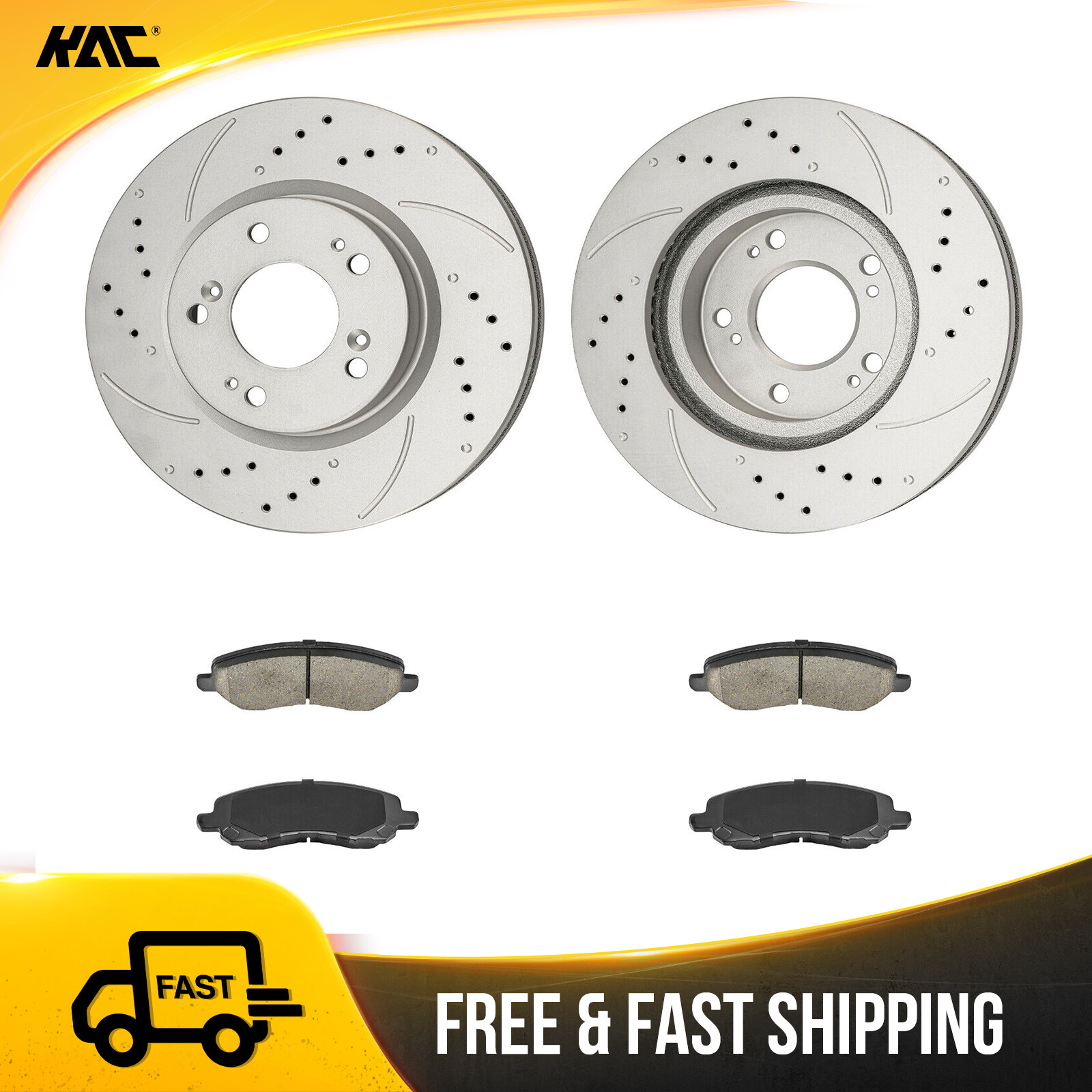 Ceramic Brake Pads with Front Drilled Rotors for Chrysler Sebring Dodge Avenger 200