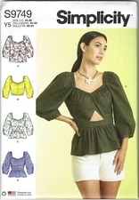 Simplicity Sewing Pattern S9749 Misses Tops 4 Variations SZ 18-26 UNCUT