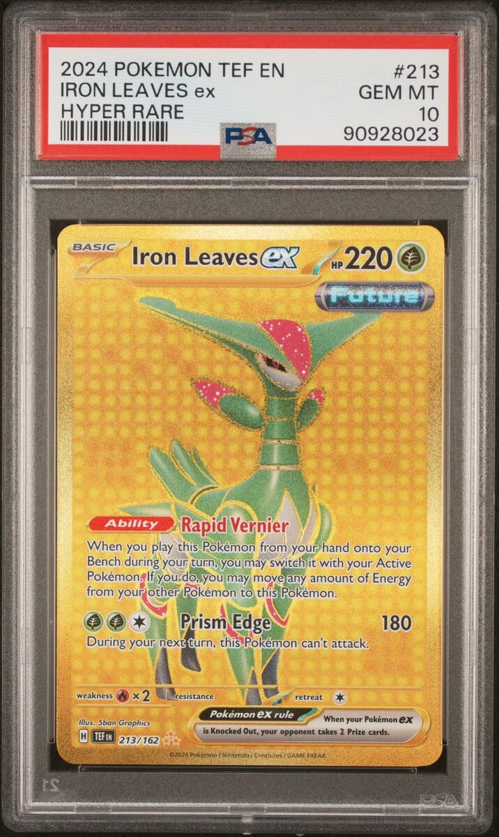PSA 10 Iron Leaves Ex Hyper Rare #213 2024 Pokemon Tef PSA 10 Iron Leaves Ex Hyper Rare #213 2024 Pokemon Tef