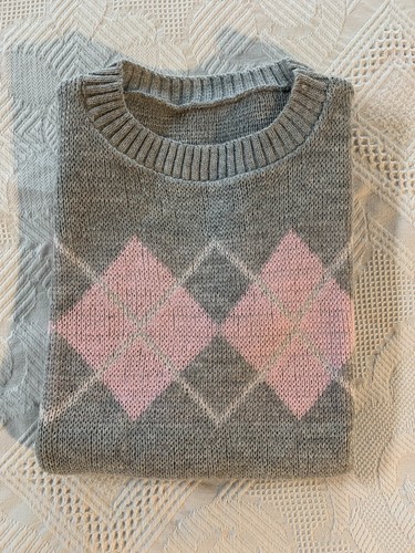 VTG NWT 1980's Women's Sz M ADELE Pink & Grey Argyle Spring Sweater Vest NICE - Picture 10 of 12