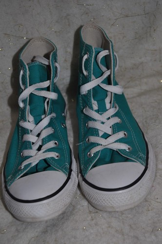 Converse Chuck Taylor All Star Teal High Top Shoes Junior Size 4 - Picture 3 of 15