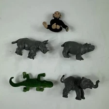 Safari African Zoo Animals Chimpanzee Hippos Alligator Elephant Safari Lot of 5