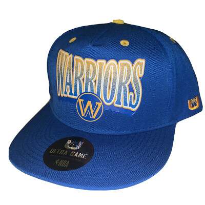 Golden State Warriors NBA Ultra Game Flat Bill Snapback Hat Blue Yellow Cap 