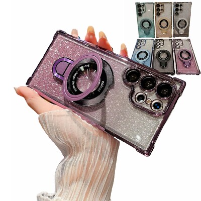 For Samsung Galaxy S26 Ultra S25 FE S24 Magnetic Glitter Case Camera Lens Cover