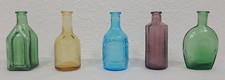 Vintage 70's Lot (5) Reproduction Glass Bitter Bottles 3" Made In Taiwan