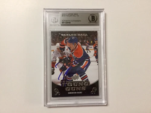 Taylor Hall Signed Upper Deck UD Young Guns YG Card RC Slabbed Beckett BAS a