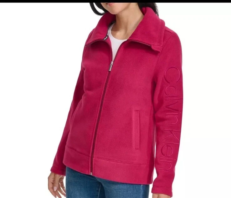 Nuevo polar de rendimiento para mujer Calvin Klein rosa oscuro talla mediana