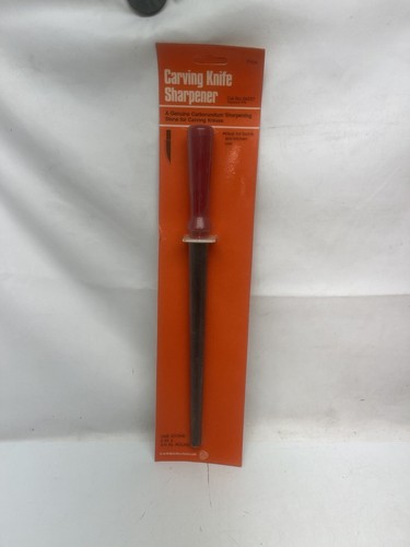 NOS Red Wood Handle Carborundum Sharpening Stone Tool Kitchen 04257 VINTAGE NEW - Picture 2 of 3