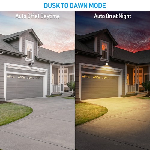 LED 3CCT Flood Light Dusk to Dawn, Sensor Security Light, Bronze - Picture 3 of 6