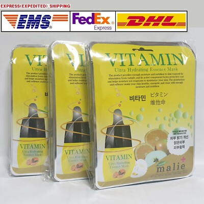 30 Stck. Malie Vitamin Gesichtsmaske Packungen Blatt 25 g feuchtigkeitsspendende Kosmetik EXPRESSVERSAND