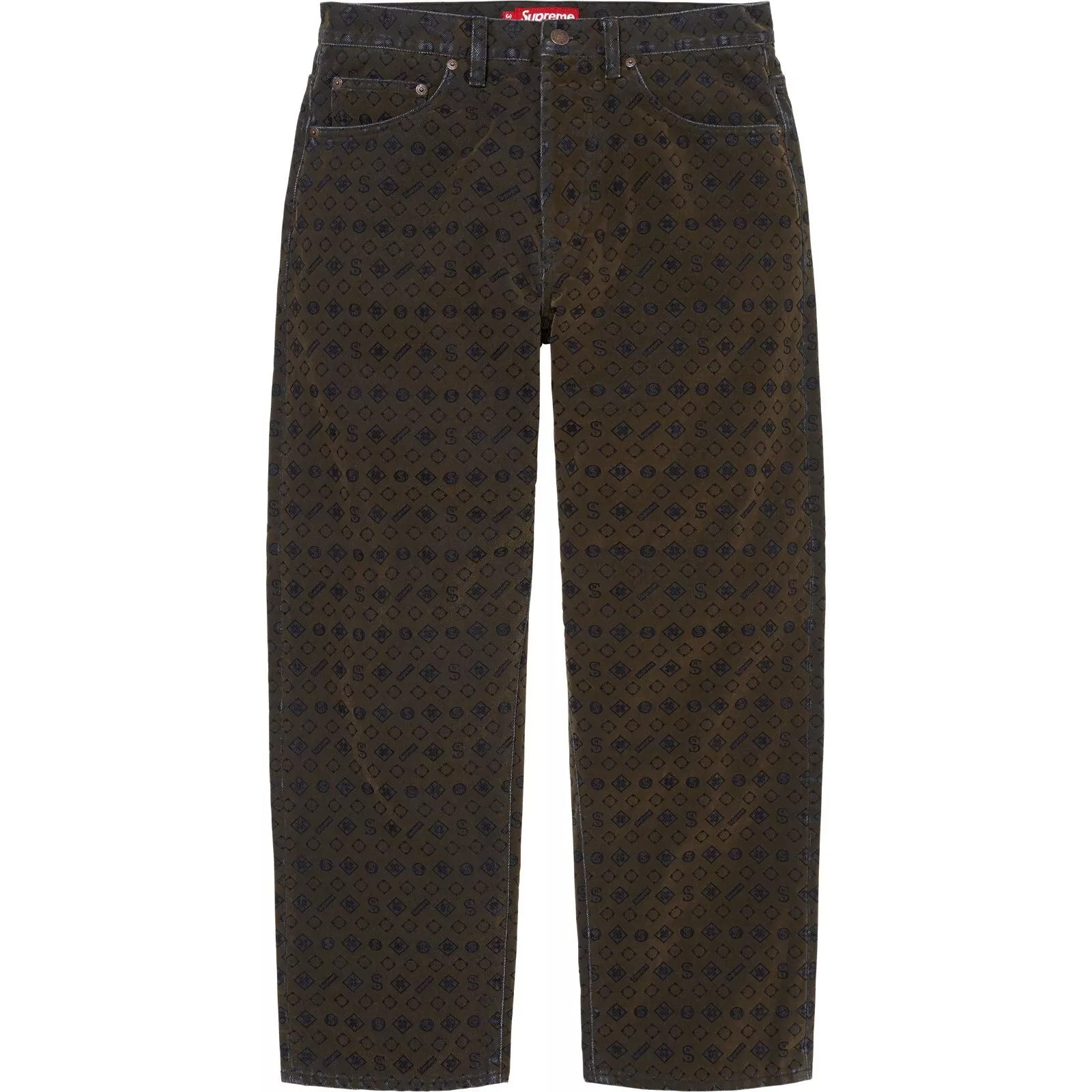 Jean ample floqué Supreme taille 36 FW24 marron denim monogramme