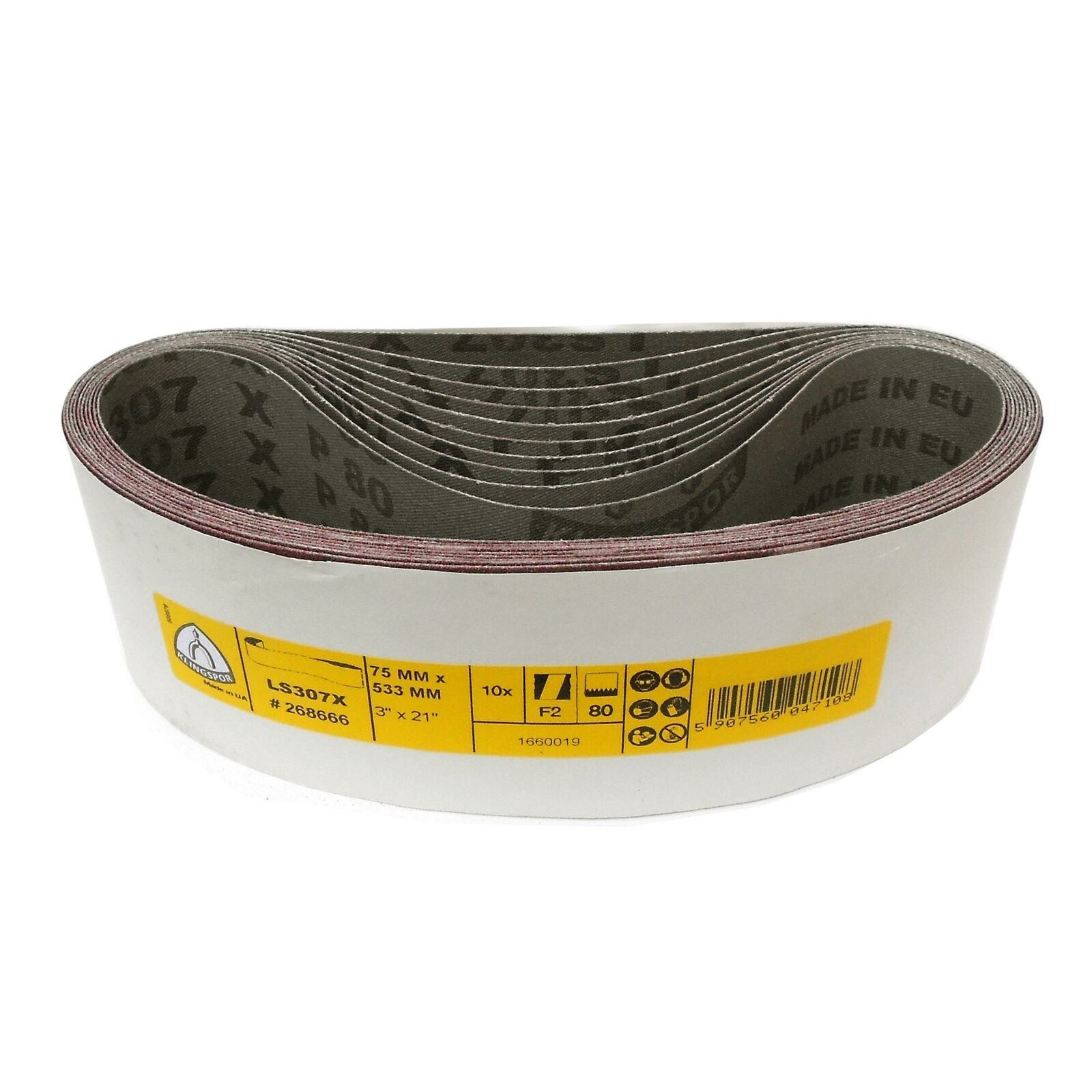 10x Klingspor Tissu Bande de Ponçage Abrasives 75x533 MM hitachi Grain