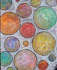 A BUNCH OF BIG BALLOONS 16x20 oil painting canvas original art signed Crowell