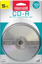 CD-R Blank Media 5 Pack Spindle Audio Music 32X 80 Minute 700MB Player