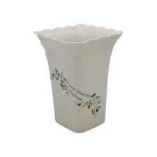 Fill Your Home with Happiness White Floral Printed Ceramic Vase 6 1/4in Tall