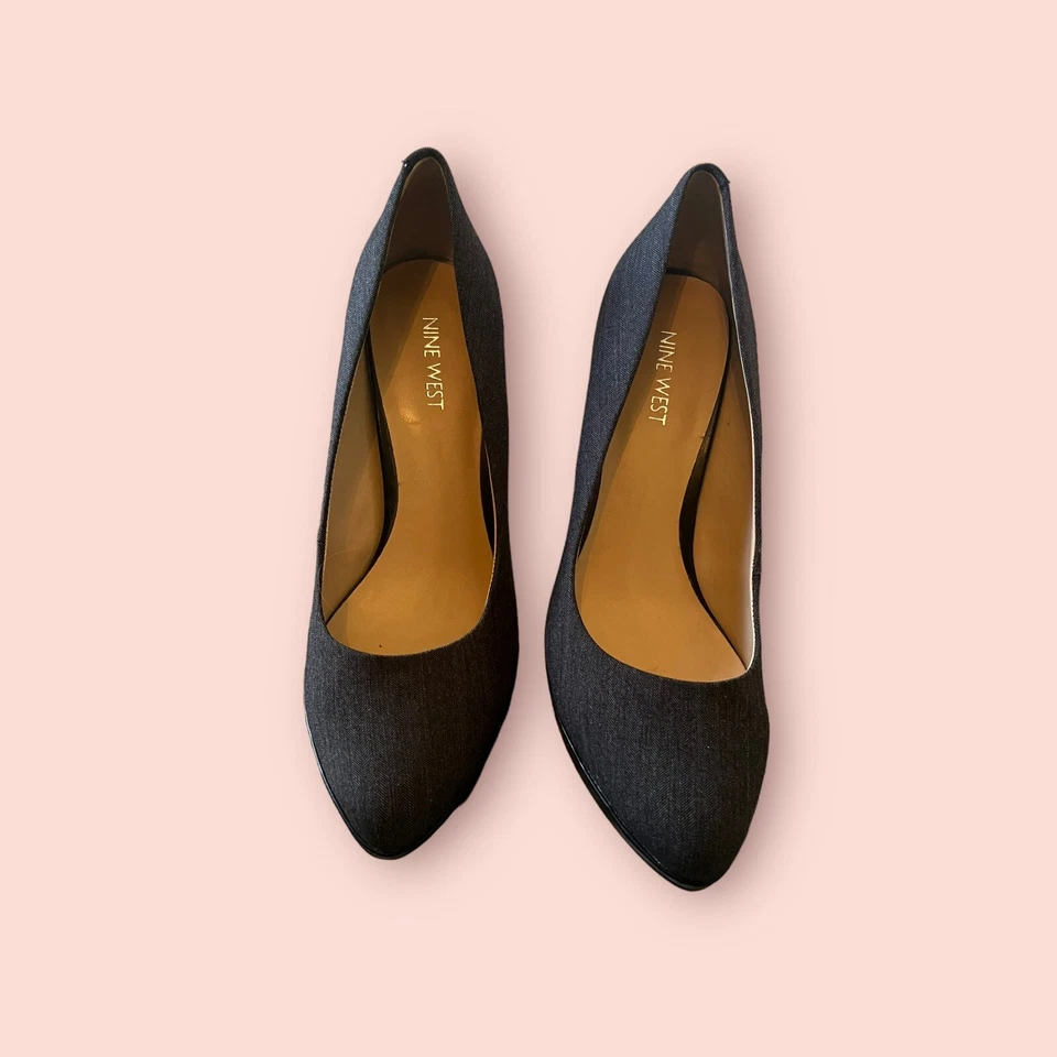 Tacones de plataforma de tela espiga negro/blanco Nine West "Wise up" para mujer talla 9 Foto 2 de 4