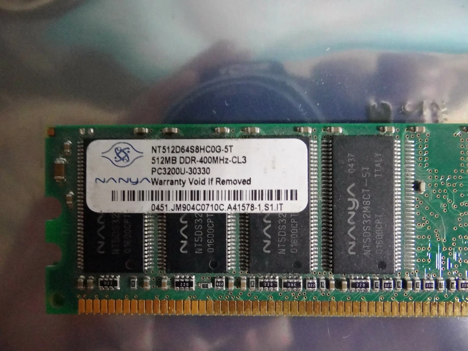 Nanya DDR Dimms 1 x 512Mb 400Mhz CL3 PC3200U DDR NT512D64S8HCOG-5T Dimm Memory - Image 2 of 4