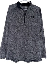 Under Armour M Tech 2.0 1/2 Zip Charcoal Gray Black Logo Long Sleeve Pullover