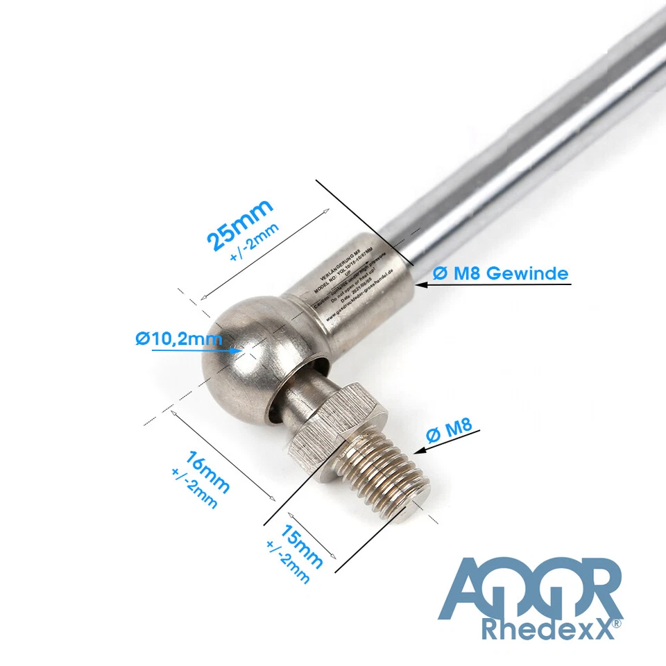 Gasdruckfeder Gasdruckdämpfer Kugelkopf Winkelgelenk 200MM-1.100MM | 100N-1.250N - Bild 4 von 4