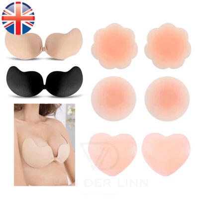 VDL Silicone Strapless Push Up Bra Nipple Cover Reusable Self Adhesive Lot