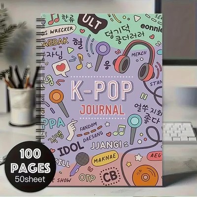 Spiralnotizbuch K-Pop Design Musikelemente lebhaft 100 Seiten Journal